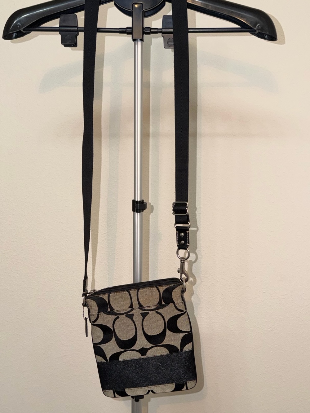 Coach Gray and Black Signature Crossbody